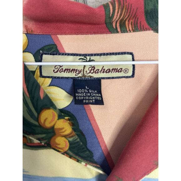 Tommy Bahama Men’s Large Shirt Silk Floral Print Hawaiian Relaxed Hibiscus - Picture 4 of 5
